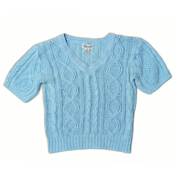 Vintage 80's Cropped Cable Knit Sweater - Picture 3 of 6